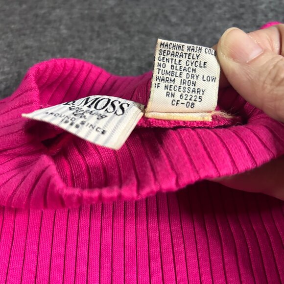Vintage B. Moss‎ Sleeveless Sweater Women's Small Turtleneck Hot Pink Ribbed - Picture 6 of 9